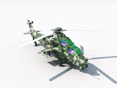 Chinese military weapons armored armed helicopters 3D model