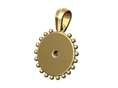 Beaded diamond Florentine solitaire pendant charm 3D print model