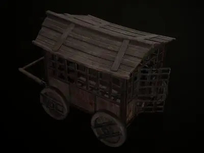 Cage on Wheels Low-poly 3D model