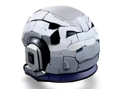 Scifi Helmet Futuristic Headgear Low-poly 3D model