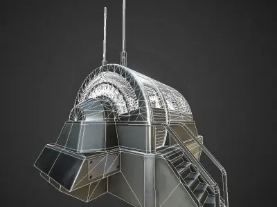Futuristic Drivers Cap And Control Module Low-poly 3D model