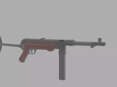 Low Poly MP-40 machine gun Low-poly 3D model