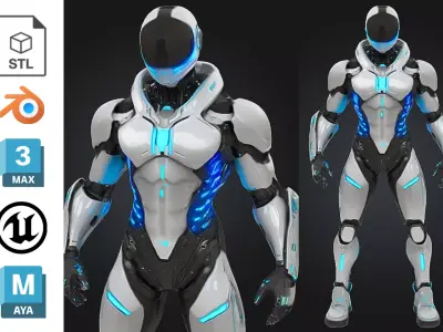 Sci-Fi Robot Warrior Low-poly 3D model