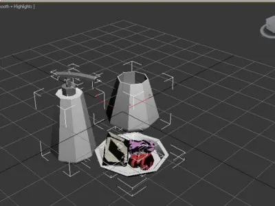 Bath set bathroom with soap dispenser and two bowls 3D model