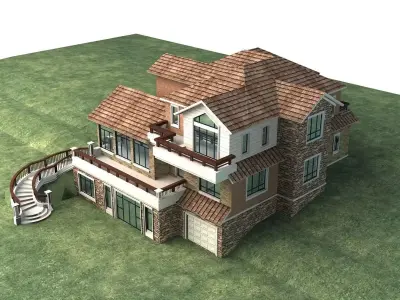 Villa house with stairs 3D model