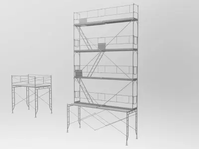 Platform scaffolding tower and ladder 3D model