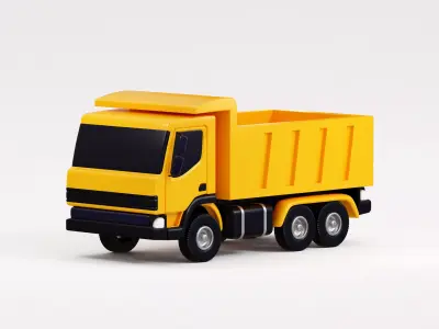 Cartoon Dump Truck Low-poly 3D model