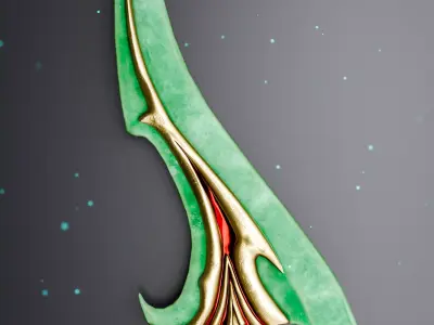 Jade Short blade - Game-Ready Fantasy Weapon Low-poly 3D model