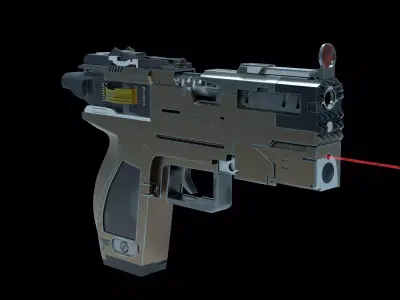 Cyberpunk Pistol Low-poly 3D model