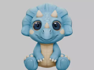Triceratops Kid Low-poly 3D model