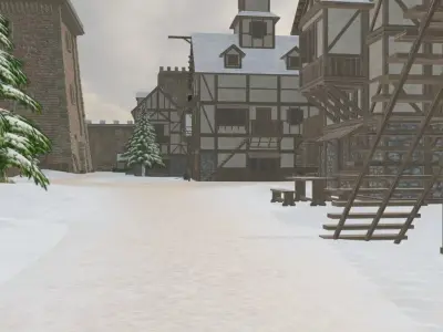 Winter Medieval Town 3D model