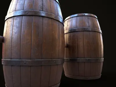Wooden barrels Low-poly 3D model get