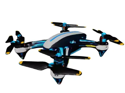 Futuristic Quadcopter Drone with Damage 3D model