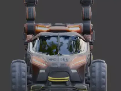 Cyberpunk Industrial Utility Vehicle 3D Model Low-poly 3D model purchase