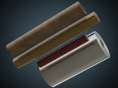 Leather And Steel Rolls 1A Low-poly 3D model