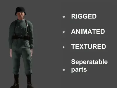 Wehrmacht Soldier - RIGGED ANIMATED Low-poly 3D model
