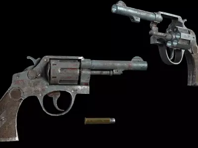Old Used Revolver Low-poly 3D model