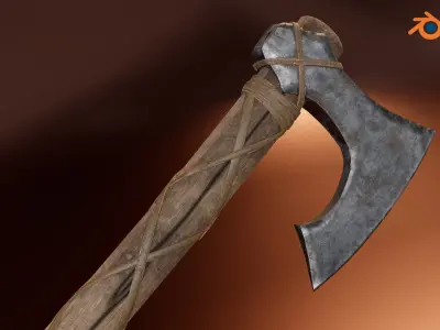 Low-poly viking battle ax Low-poly 3D model