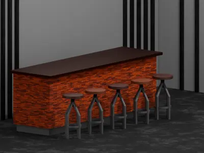 Industrial Loft Bar Set Collection 1 3D Model Pack