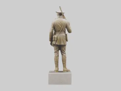 Military Soldier Memorial Statue model Low-poly 3D model