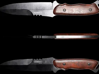 Tactical 5 knife pack Low-poly 3D model