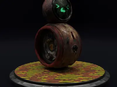 Old And Damaged Rigged Robot  Free 3D model