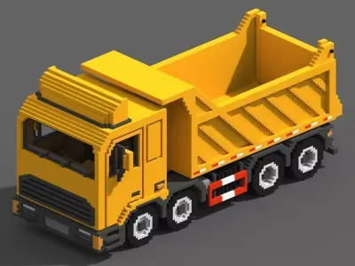 Voxel Tipper Truck Low-poly 3D model
