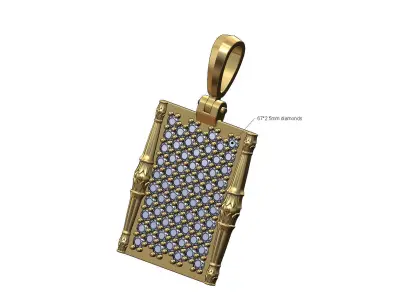 Diamond scroll Lotus bead column sides pendant charm 3D print model