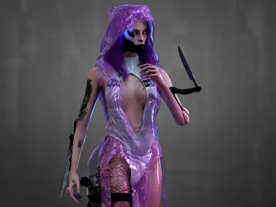 Sci Fi Cyberpunk Killer Girl  Low-poly 3D model