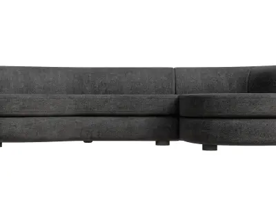 Grey L Curved Upholstered Sofa Low-poly 3D model