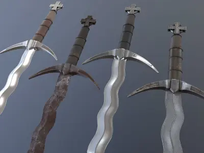Medieval Modular Swords pack Low-poly 3D model