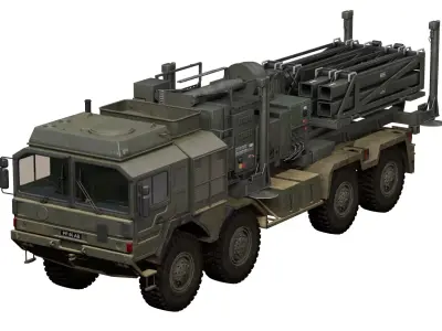 Sky Sabre Missile Launcher Truck  MAN HX77 Chassis  British Army Low-poly 3D model