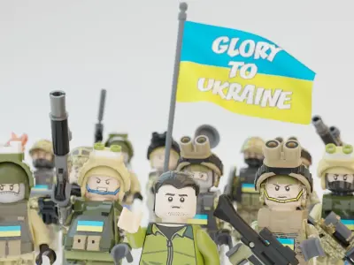 Volodymyr Zelenskyy Ukrainian President   with UA Force squad 3D model