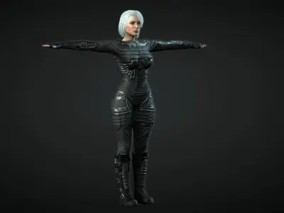 Futuristic Woman  Low-poly 3D model