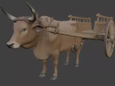 Realistic Bullock Cart 3D Model 3D model