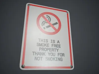 Plastic No Smoking Sign 2 PBR Game Ready  Low-poly 3D model