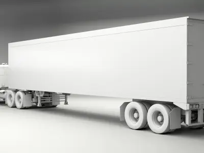 Generic Semi Truck Day Cab and Dry Van Box Trailer UT 3D model