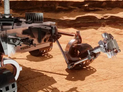 Mars rover and planet surface 3D model 3D Model Pack