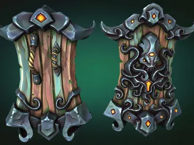 Coastal shield Low-poly 3D model