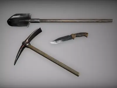 Medieval tools Low-poly 3D model