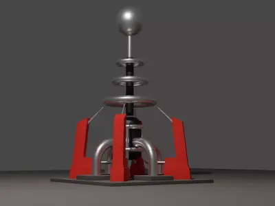Tesla coil turret Low-poly 3D model