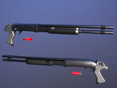CM351 Shotgun Game Ready 5 Textures Low-poly 3D model Low-poly 3D model