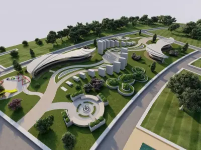 public park-Private Park Landscape 3D model 25