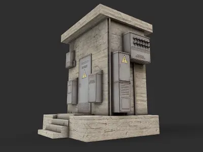 Electrical Transformer 4 Low-poly 3D model