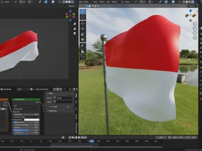 Animated Indonesia Flags 3D model
