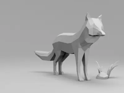 Low Poly Fox polygonal Low-poly 3D model purchase