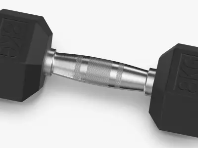 Rubber Dumbbell 8kg 3D model