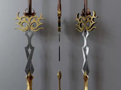 Fantasy style sword A2 Low-poly 3D model
