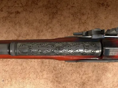 English 18th century flintlock pistol Low-poly 3D model