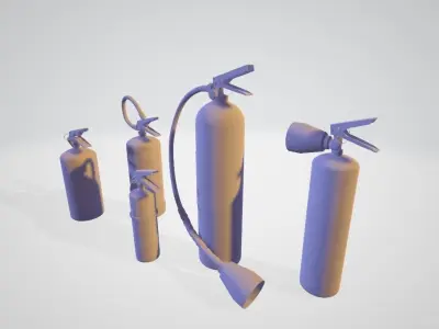Fire Extinguishers collection set 5 Items - Emergency Equipment Low-poly 3D model
